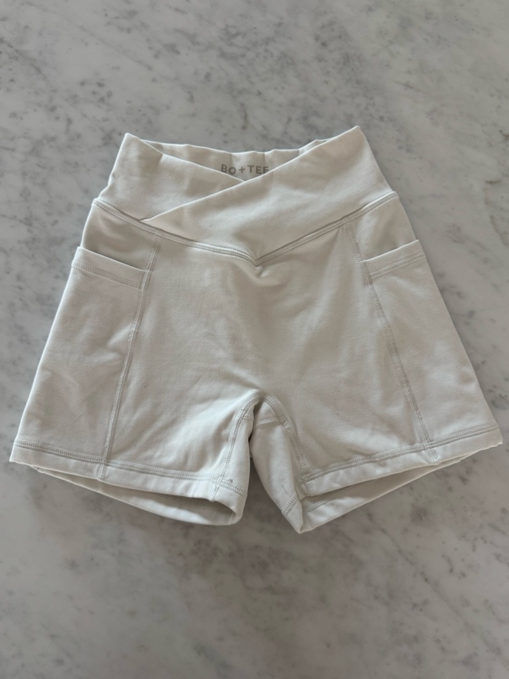 bo + tee light gray biker shorts